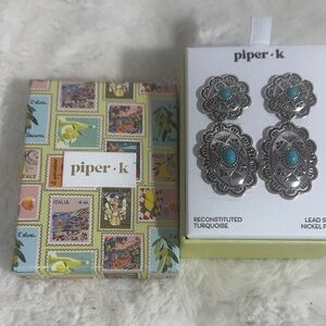 Piper K reconstituted Turquoise and silver dangle earrings